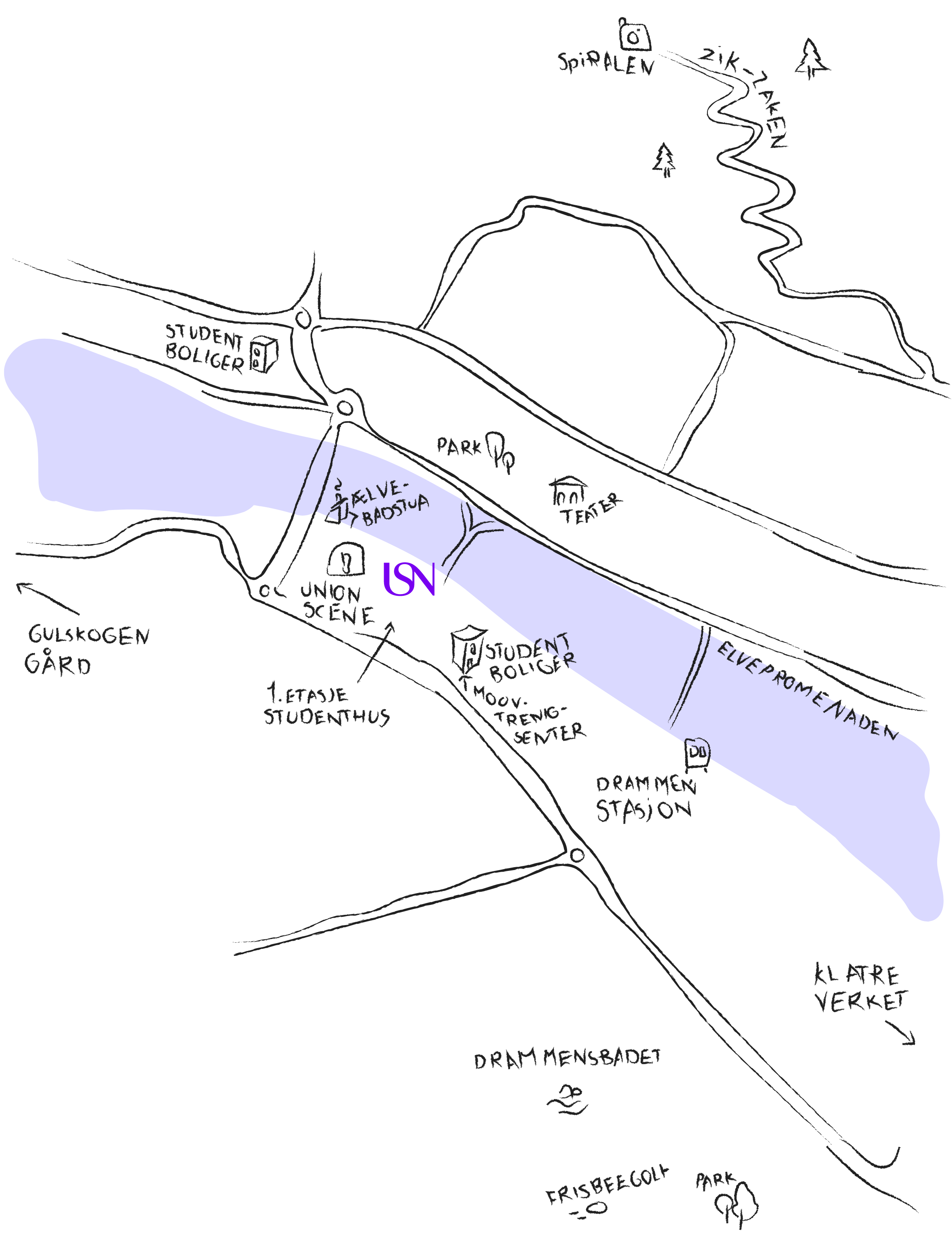 Illustrasjonskart over Drammen