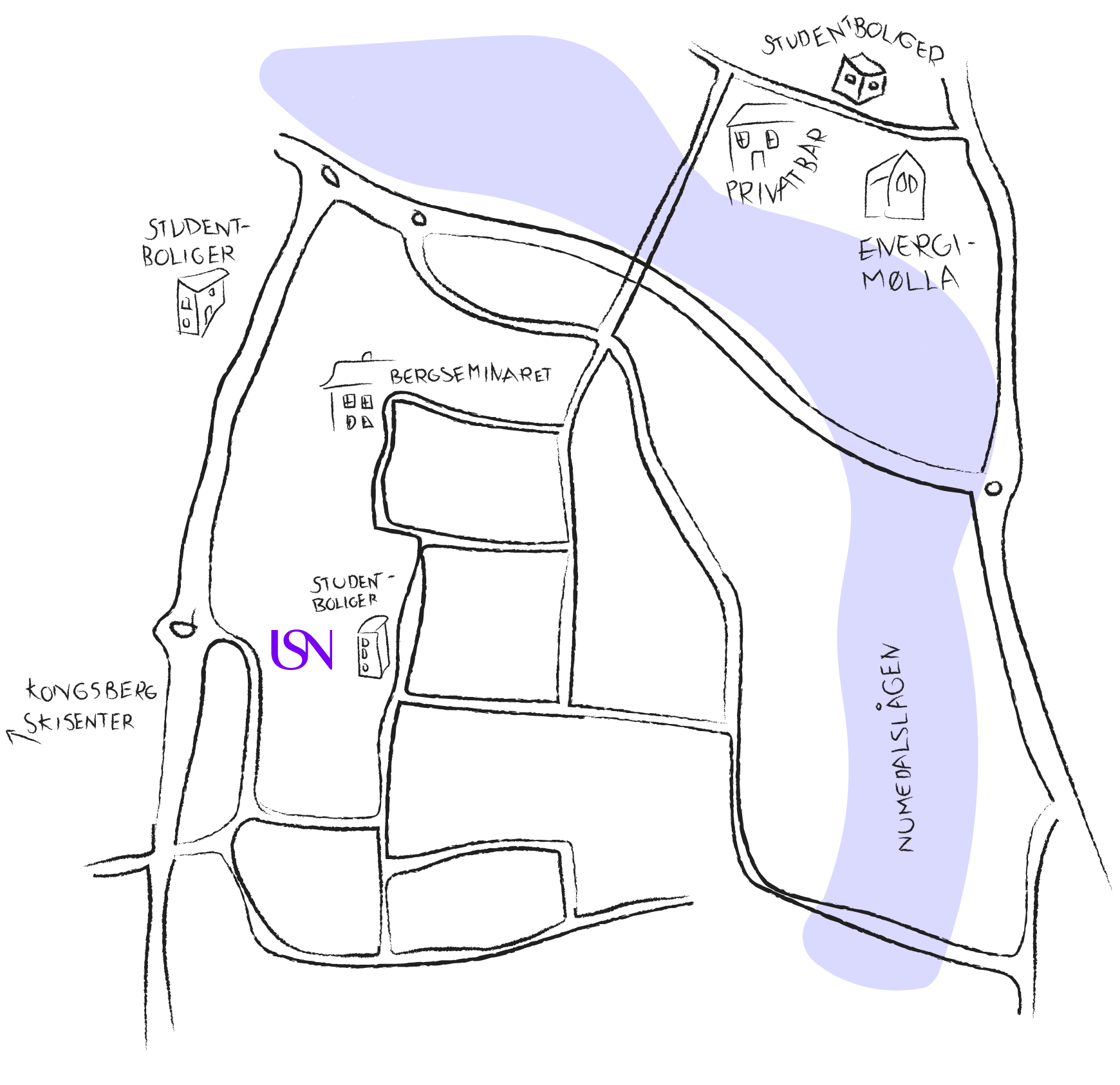 Kart illustrasjon Kongsberg