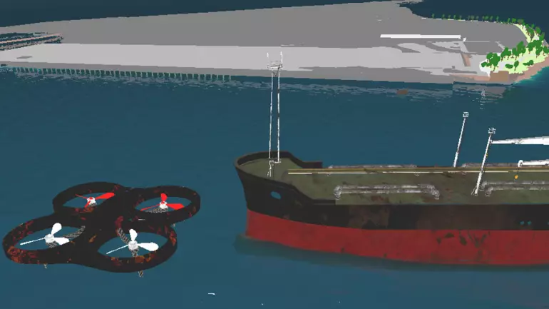 drone and ship illustration