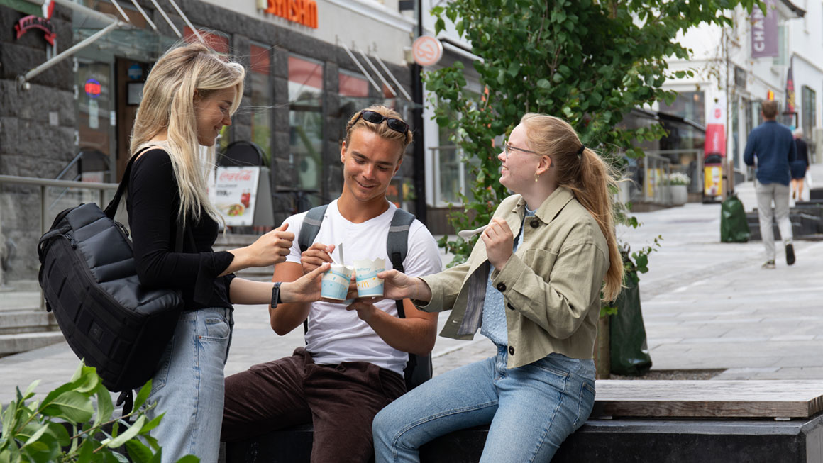 Tre studenter i Tønsberg by